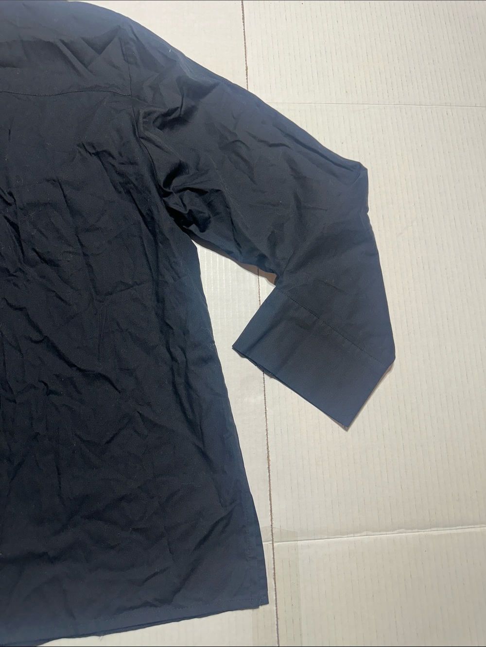 NWT Pure black Ulla Popken Navy elbow length button down top organic 100% cotton - Picture 9 of 13